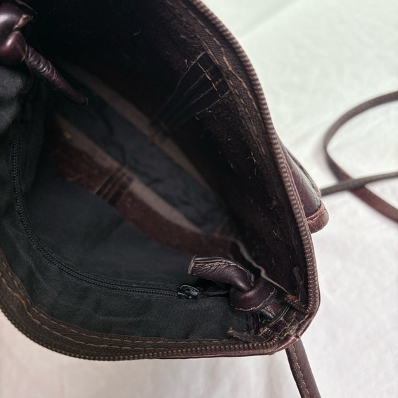 LE DONNE Vintage Genuine Leather Crossbody Bag Purse Minimalist Neutral Boho - Picture 5 of 14